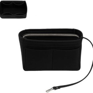 Pan Peer Handbag Organiser Insert with Zipped Pocket, Removable Inner Divider & Bottle Holder – Premium Felt Purse Insert for Tote, Speedy, Neverfull & Medium Bags