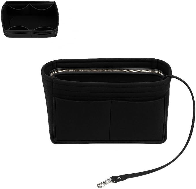 Pan Peer Handbag Organiser Insert with Zipped Pocket, Removable Inner Divider & Bottle Holder – Premium Felt Purse Insert for Tote, Speedy, Neverfull & Medium Bags