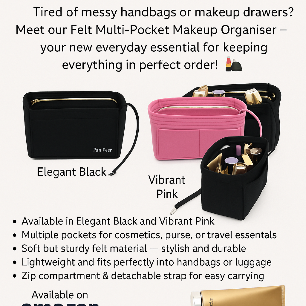 Pan Peer Handbag Organiser Insert with Zipped Pocket, Removable Inner Divider & Bottle Holder – Premium Felt Purse Insert for Tote, Speedy, Neverfull & Medium Bags - Image 6