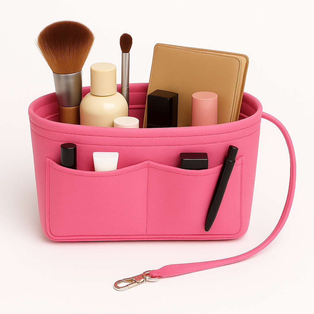 Pan Peer Handbag Organiser Insert with Zipped Pocket, Removable Inner Divider & Bottle Holder – Premium Felt Purse Insert for Tote, Speedy, Neverfull & Medium Bags - Image 4