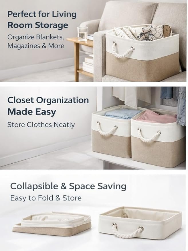 Storage Basket – Collapsible Toy Organizer Bin with Handles - Image 2